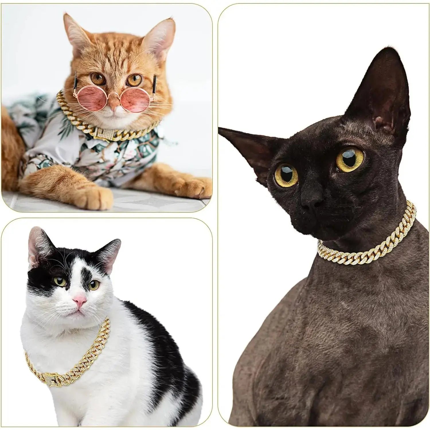 European and American Hip-Hop Pet Dog Collar, Diamond Collar, Metal Chain Necklace with Safety Clasp, Cuban-Style Pet Collar Accessory, Suitable for Small, Medium, and Large Dogs and Cats Dog Mom Must-Have! Luxury Iced Out Pet Necklace