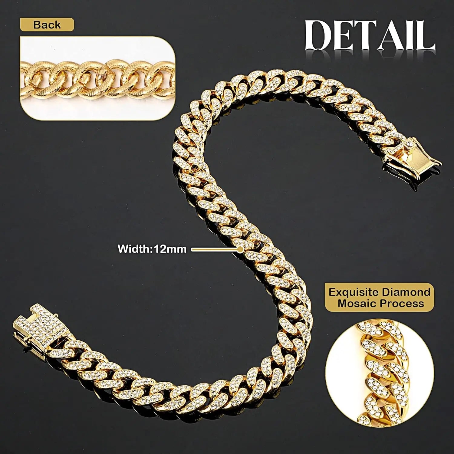 European and American Hip-Hop Pet Dog Collar, Diamond Collar, Metal Chain Necklace with Safety Clasp, Cuban-Style Pet Collar Accessory, Suitable for Small, Medium, and Large Dogs and Cats Dog Mom Must-Have! Luxury Iced Out Pet Necklace