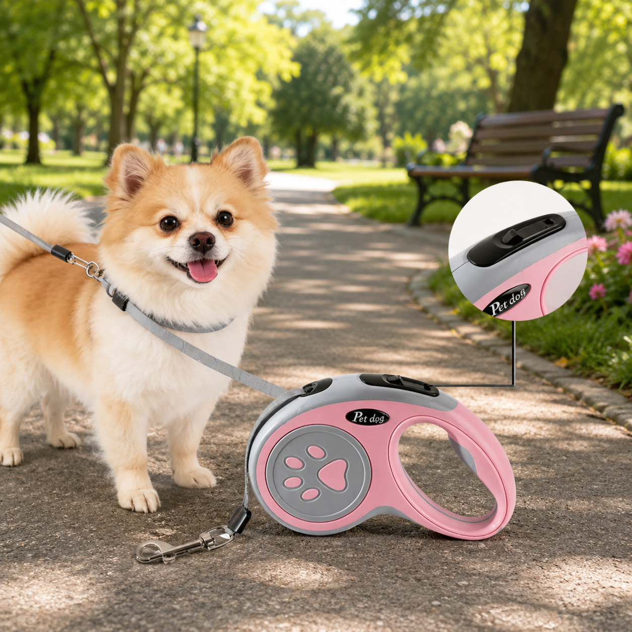 Correa retráctil automática para perros — hasta 5 metros