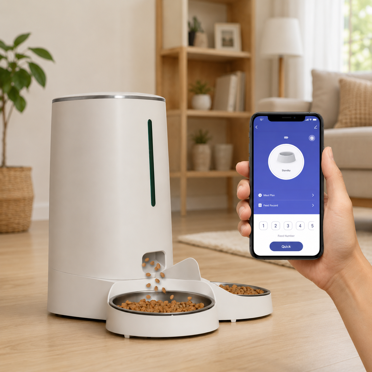 Dispensador automático WiFi para 2 mascotas — con app