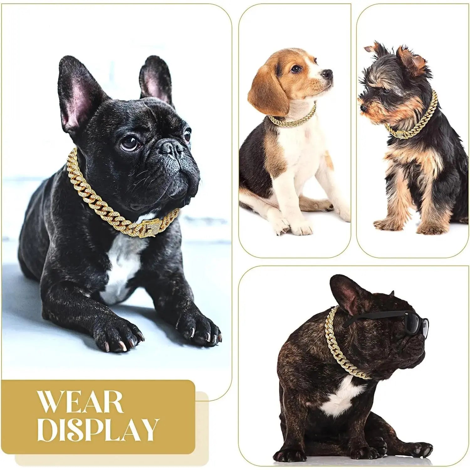 European and American Hip-Hop Pet Dog Collar, Diamond Collar, Metal Chain Necklace with Safety Clasp, Cuban-Style Pet Collar Accessory, Suitable for Small, Medium, and Large Dogs and Cats Dog Mom Must-Have! Luxury Iced Out Pet Necklace
